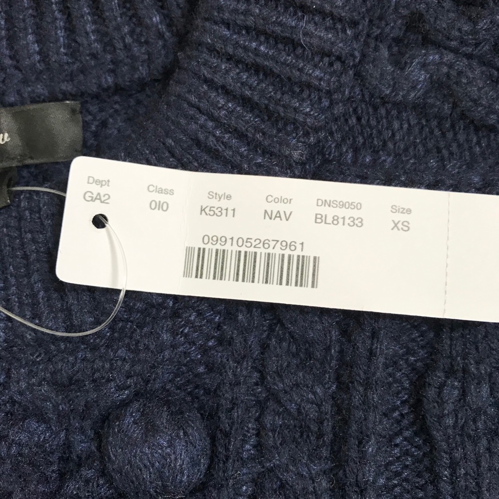 NWT J Crew Popcorn Cable Knit Sweater Navy - Picture 3 of 5